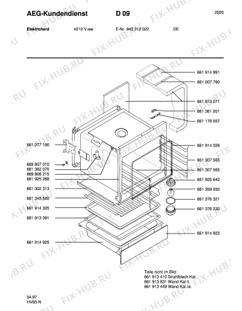 Взрыв-схема плиты (духовки) Aeg 4212V-W - Схема узла Section2